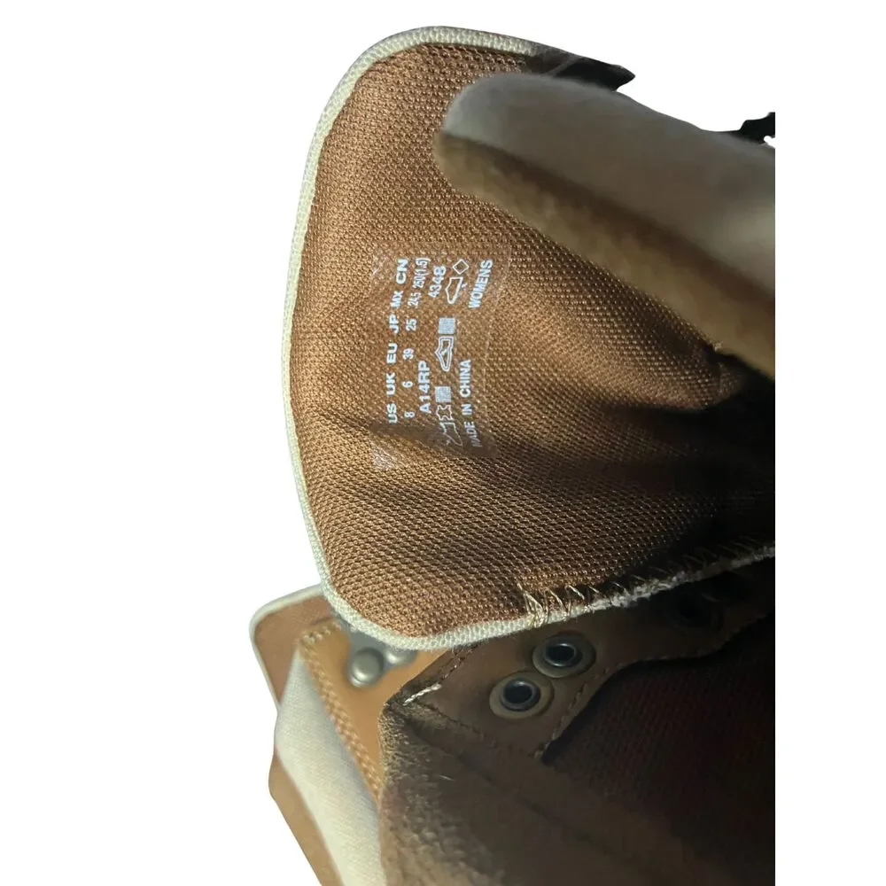 Timberland Women’s  Boots A14RP Bwn Tan Leather Canvas Outdoor Lace-Up Size 8 - Picture 5 of 7